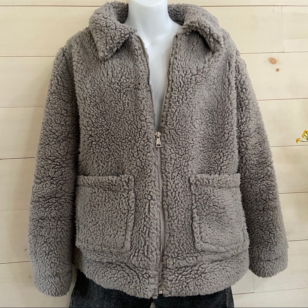 💛 oversized teddy zip up jacket